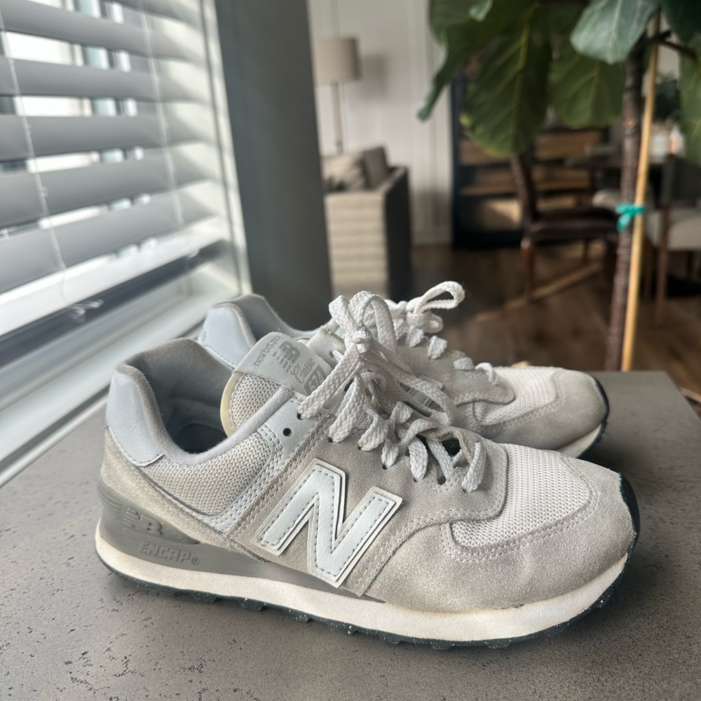 New Balance Off-White and Gray Sneakers